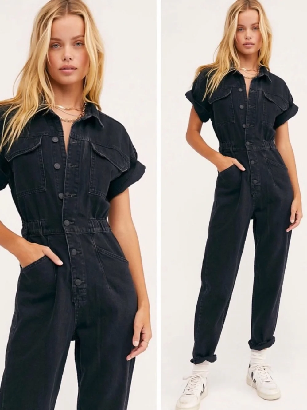 Free People Marci Coveralls Black